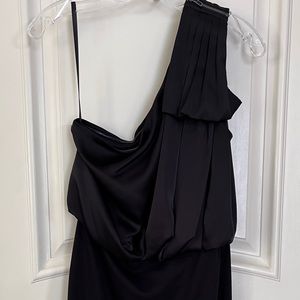 One-shoulder mini black dress